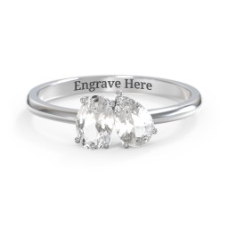 Toi et Moi Oval and Pear Gemstone Ring