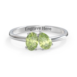 Toi et Moi Oval and Pear Gemstone Ring