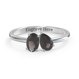 Toi et Moi Oval and Pear Gemstone Ring