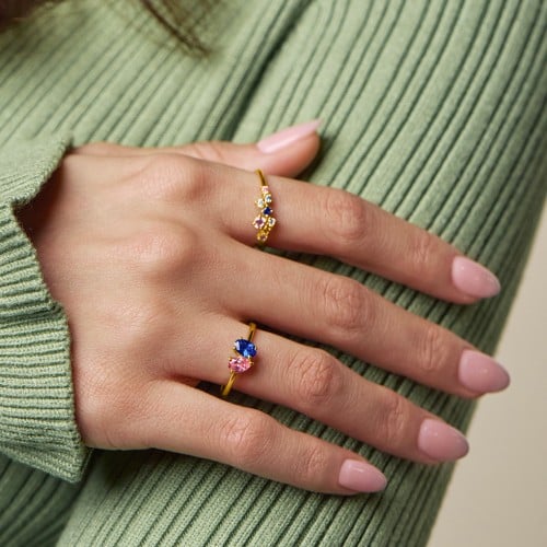 Toi et Moi Oval and Pear Gemstone Ring