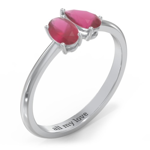 Toi et Moi Oval and Pear Gemstone Ring