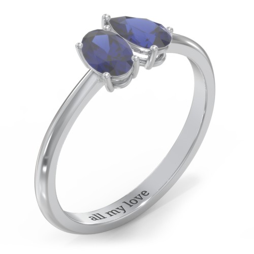Toi et Moi Oval and Pear Gemstone Ring