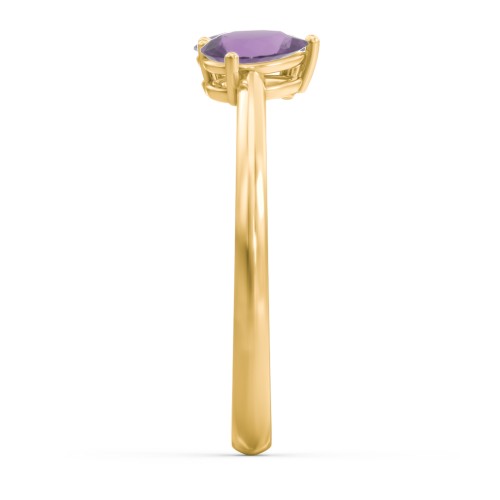 Toi et Moi Oval and Pear Gemstone Ring – 18K Gold Plated Silver with Amethyst