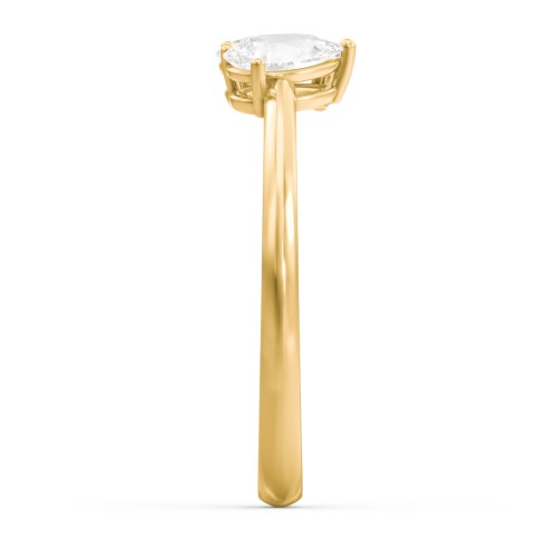 Toi et Moi Oval and Pear Gemstone Ring – 18K Gold Plated Silver with Diamond