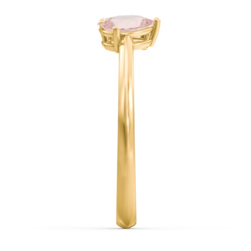 Toi et Moi Oval and Pear Gemstone Ring – 18K Gold Plated Silver with Morganite