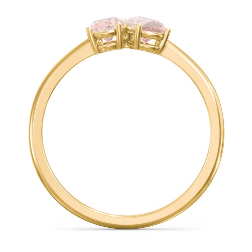 Toi et Moi Oval and Pear Gemstone Ring – 18K Gold Plated Silver with Morganite