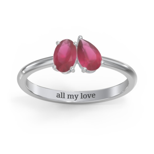 Toi et Moi Oval and Pear Gemstone Ring