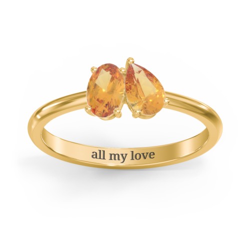Toi et Moi Oval and Pear Gemstone Ring