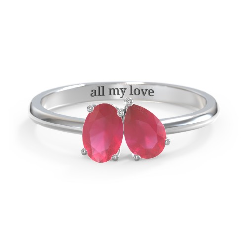 Toi et Moi Oval and Pear Gemstone Ring