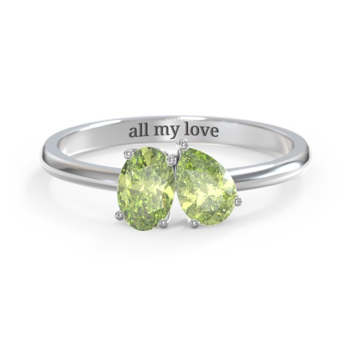 Toi et Moi Oval and Pear Gemstone Ring