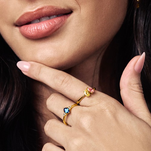 Toi et Moi Oval and Pear Gemstone Ring – 10K White Gold with Peridot and Blue Topaz