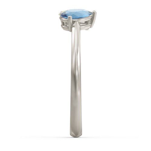 Toi et Moi Oval and Pear Gemstone Ring – 10K White Gold with Peridot and Blue Topaz