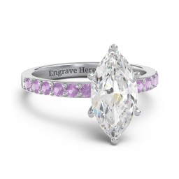 2 ct. Marquise CZ Engagement Ring with Accents in 925 Sterling Silver with Cubic Zirconia and Amethyst