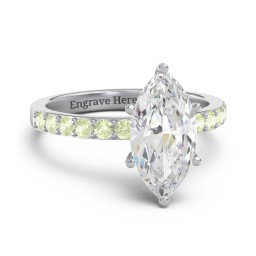 2 ct. Marquise CZ Engagement Ring with Accents in 925 Sterling Silver with Cubic Zirconia and Peridot