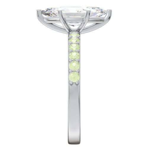 2 ct. Marquise CZ Engagement Ring with Accents – Sterling Silver with Cubic Zirconia and Peridot