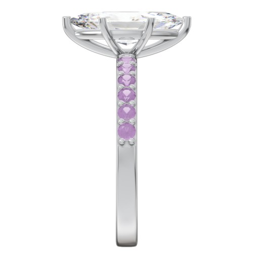 2 ct. Marquise CZ Engagement Ring with Accents – Sterling Silver with Cubic Zirconia and Amethyst
