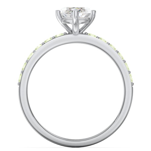 2 ct. Marquise CZ Engagement Ring with Accents – Sterling Silver with Cubic Zirconia and Peridot