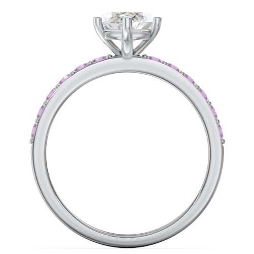 2 ct. Marquise CZ Engagement Ring with Accents – Sterling Silver with Cubic Zirconia and Amethyst