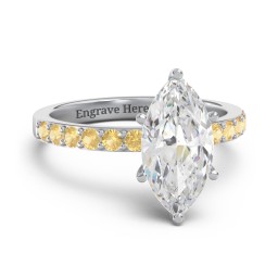 2 ct. Marquise CZ Engagement Ring with Accents in 925 Sterling Silver with Cubic Zirconia and Citrine