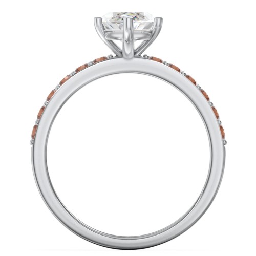 2 ct. Marquise CZ Engagement Ring with Accents – Sterling Silver with Cubic Zirconia and Garnet