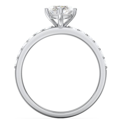 2 ct. Marquise CZ Engagement Ring with Accents – Sterling Silver with Cubic Zirconia and Aquamarine