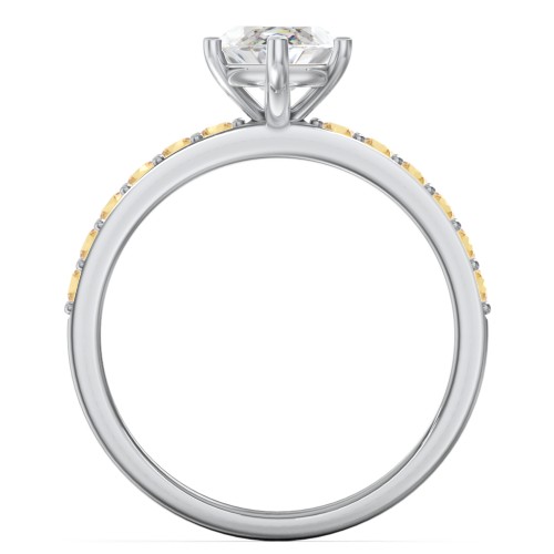 2 ct. Marquise CZ Engagement Ring with Accents – Sterling Silver with Cubic Zirconia and Citrine