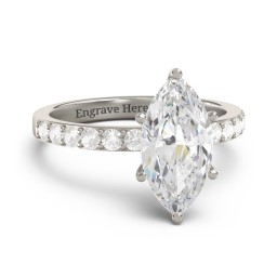 2 ct. Marquise CZ Engagement Ring with Accents in 10K Solid White Gold