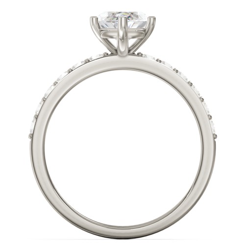 2 ct. Marquise CZ Engagement Ring with Accents – 10K White Gold with Cubic Zirconia