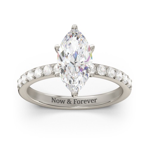 2 ct. Marquise CZ Engagement Ring with Accents – 10K White Gold with Cubic Zirconia