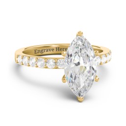 2 ct. Marquise CZ Engagement Ring with Accents in 10K Solid Yellow Gold with Cubic Zirconia