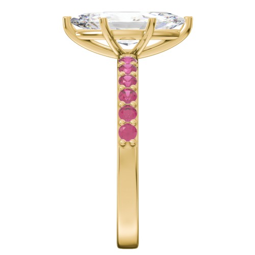 2 ct. Marquise CZ Engagement Ring with Accents – 10K Yellow Gold with Cubic Zirconia and Ruby