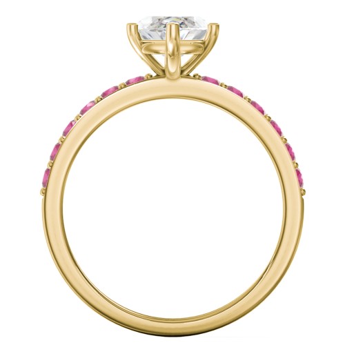 2 ct. Marquise CZ Engagement Ring with Accents – 10K Yellow Gold with Cubic Zirconia and Ruby