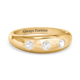 Round Stone Dome Ring in 18K Gold Plated Silver with Cubic Zirconia, Lavender Premium Zirconia, and Mint Premium Zirconia