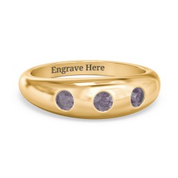 Round Stone Dome Ring in 18K Gold Plated Silver with Alexandrite, Lavender Premium Zirconia, and Mint Premium Zirconia