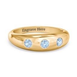 Round Stone Dome Ring in 18K Gold Plated Silver with Blue Topaz, Lavender Premium Zirconia, and Mint Premium Zirconia