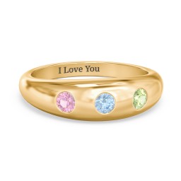 Round Stone Dome Ring in 18K Gold Plated Silver with Pink Tourmaline, Blue Topaz, Peridot, Lavender Premium Zirconia, and Mint Premium Zirconia