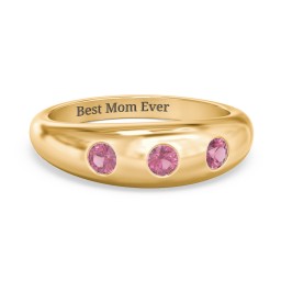 Round Stone Dome Ring in 18K Gold Plated Silver with Pink Tourmaline, Lavender Premium Zirconia, and Mint Premium Zirconia