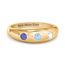 Round Stone Dome Ring in 18K Gold Plated Silver with Blue Sapphire, Blue Topaz, Cubic Zirconia, Lavender Premium Zirconia, and Mint Premium Zirconia
