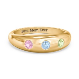 Round Stone Dome Ring in 18K Gold Plated Silver with Pink Tourmaline, Blue Topaz, Peridot, Lavender Premium Zirconia, and Mint Premium Zirconia