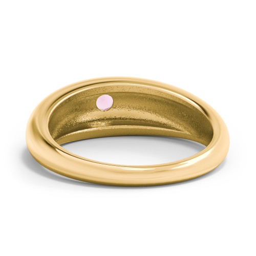 Round Stone Dome Ring – 18K Gold Plated Silver with Pink Tourmaline
