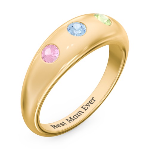 Round Stone Dome Ring – 18K Gold Plated Silver with Pink Tourmaline, Blue Topaz, and Peridot