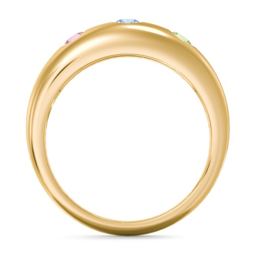 Round Stone Dome Ring – 18K Gold Plated Silver with Pink Tourmaline, Blue Topaz, and Peridot
