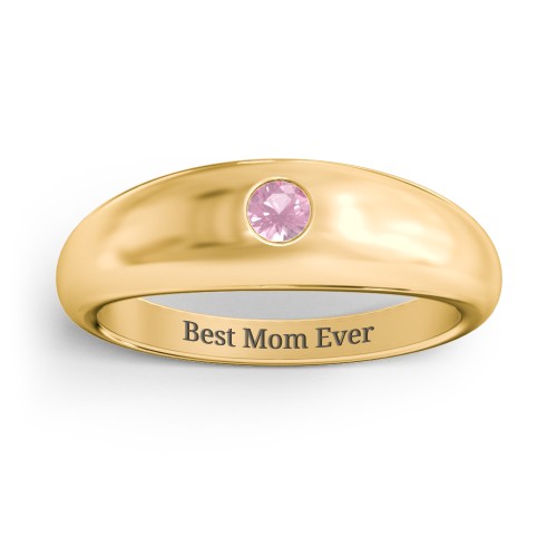 Round Stone Dome Ring – 18K Gold Plated Silver with Pink Tourmaline