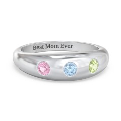 Round Stone Dome Ring – Sterling Silver with Pink Tourmaline, Blue Topaz, and Peridot