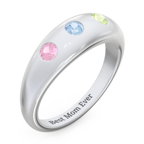 Round Stone Dome Ring – Sterling Silver with Pink Tourmaline, Blue Topaz, and Peridot