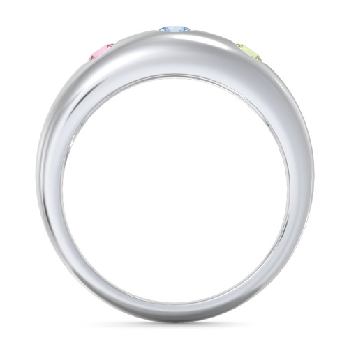 Round Stone Dome Ring – Sterling Silver with Pink Tourmaline, Blue Topaz, and Peridot