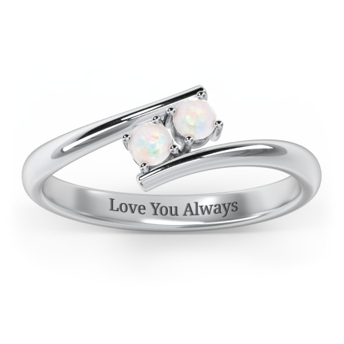 2 Birthstone Bypass Ring
