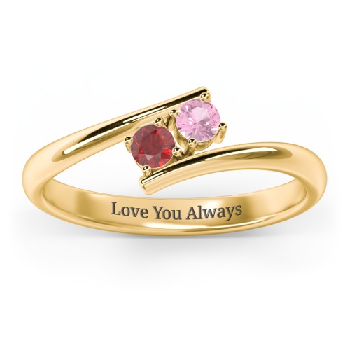 2 Birthstone Bypass Ring