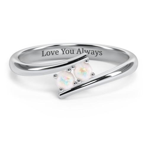 2 Birthstone Bypass Ring