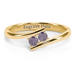 2 Birthstone Bypass Ring in 18K Gold Plated Silver with Alexandrite
